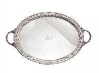 OVAL SILVER TWO HANDLED TRAY at Ross's Online Art Auctions