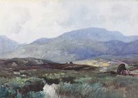 COLLECTING TURF, DONEGAL by Frank McKelvey RHA RUA at Ross's Online Art Auctions