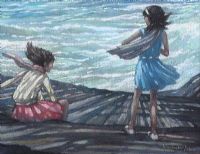 GIRLS ON THE SEAFRONT by Kieran McGoran at Ross's Online Art Auctions