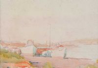 BOATS BY THE SHORE by Maurice Canning Wilks ARHA RUA at Ross's Online Art Auctions