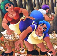 PICKING MUSHROOMS by Stef Callaghan at Ross's Online Art Auctions