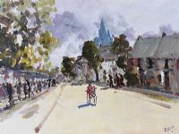 CYCLING TO MARKET by Rachel Grainger Hunt at Ross's Online Art Auctions