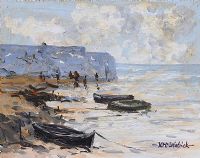 FISHING BOATS, ANTRIM COAST by Hugh McIlfatrick at Ross's Online Art Auctions