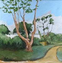 TREES BY THE PATH by Stephen McClean at Ross's Online Art Auctions