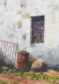 THE COTTAGE WINDOW by D. Leslie at Ross's Online Art Auctions