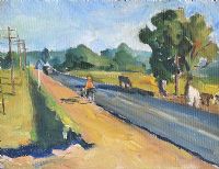A STROLL BY THE ROAD by Russian School at Ross's Online Art Auctions