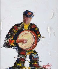 THE BODHRAN PLAYER by Darren Paul at Ross's Online Art Auctions