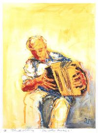 THE YELLOW ACCORDION II by J.B. Vallely at Ross's Online Art Auctions
