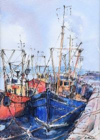 PORTRUSH HARBOUR by Barbara Tinlin at Ross's Online Art Auctions