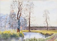 TREES ON THE RIVER BANK by Sean Nichol at Ross's Online Art Auctions
