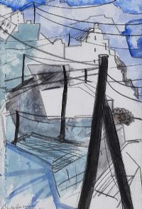 WASHING LINES, GREECE by Lindy Guinness at Ross's Online Art Auctions