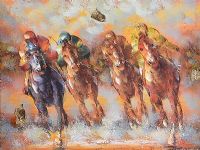 FOUR HORSE RACE by R. Sanford at Ross's Online Art Auctions