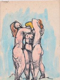 THREE STANDING NUDES by Daniel O'Neill at Ross's Online Art Auctions