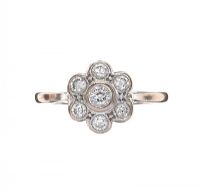 
18CT WHITE GOLD DIAMOND FLORAL CLUSTER RING at Ross's Online Art Auctions