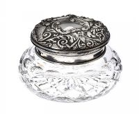 STERING SILVER TOPPED POWDER BOWL at Ross's Online Art Auctions