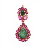 22CT GOLD RUBY AND EMERALD PENDANT at Ross's Online Art Auctions