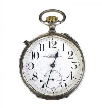LONGINES SILVER-TONE OPEN-FACED POCKET WATCH at Ross's Online Art Auctions