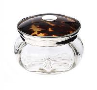 STERLING SILVER AND TORTOISESHELL POWDER BOWL at Ross's Online Art Auctions