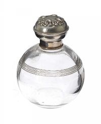 STERLING SILVER TOPPED GLASS SCENT BOTTLE at Ross's Online Art Auctions