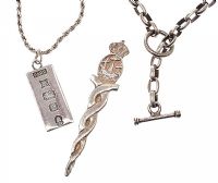 TWO STERLING SILVER NECKLACES AND A STERLING SILVER BROOCH at Ross's Online Art Auctions
