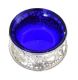 ANTIQUE STERLING SILVER POTATO RING WITH BRISTOL BLUE GLASS LINER at Ross's Online Art Auctions