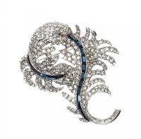CRYSTAL-SET FEATHER COSTUME BROOCH at Ross's Online Art Auctions