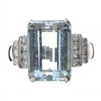 
18CT WHITE GOLD AQUAMARINE AND DIAMOND RING at Ross's Online Art Auctions