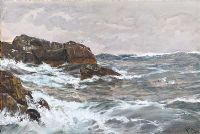 AT THE FOOT OF THE CLIFFS by Charles Napier Hemy RA at Ross's Online Art Auctions