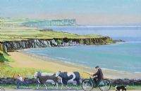 BRINGING HOME THE STRAYS, WHITEPARK BAY, COUNTY ANTRIM by Cupar Pilson at Ross's Online Art Auctions