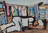 SLEEPING BY THE WASHING LINE by Gerard Dillon at Ross's Online Art Auctions