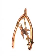 9CT GOLD WISHBONE BROOCH at Ross's Online Art Auctions