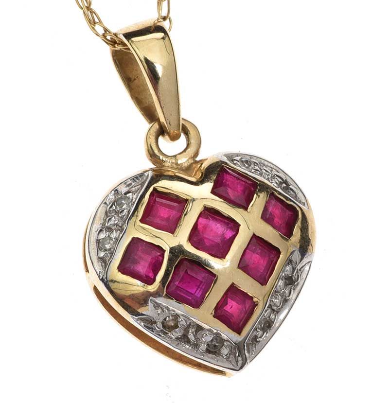 9CT GOLD RUBY HEART NECKLACE