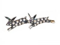 SILVER SET GOLD BACKED DIAMOND RABBIT BROOCH at Ross's Online Art Auctions