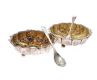 PAIR OF EMBOSSED SILVER SALTS & SPOONS at Ross's Online Art Auctions