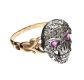 18CT GOLD AND SILVER BACKED DIAMOND AND RUBY SKULL RING at Ross's Online Art Auctions