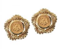 PESOS COIN 14CT GOLD MOUNTED EARRINGS at Ross's Online Art Auctions