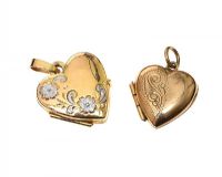 TWO 9CT GOLD HEART-SHAPED LOCKET at Ross's Online Art Auctions