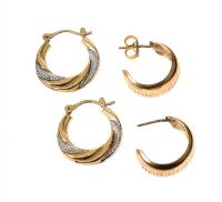 TWO PAIRS OF 9CT GOLD EARRINGS at Ross's Online Art Auctions