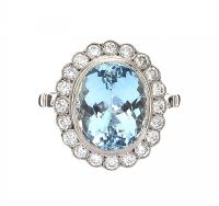18CT WHITE GOLD AQUAMARINE AND DIAMOND RING at Ross's Online Art Auctions