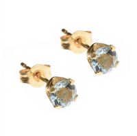 14CT GOLD AQUAMARINE STUD EARRINGS at Ross's Online Art Auctions