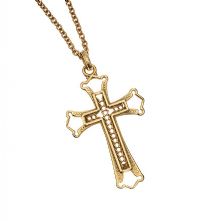 9CT GOLD PIERCED CROSS NECKLACE at Ross's Online Art Auctions