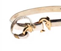 STERLING SILVER AND 14CT GOLD BANGLE AND RING at Ross's Online Art Auctions