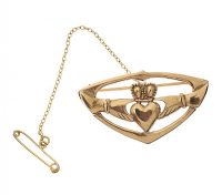 9CT GOLD CLADDAGH BROOCH at Ross's Online Art Auctions