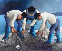 MENDING NETS by George Callaghan at Ross's Online Art Auctions
