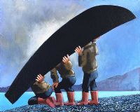 LAUNCHING THE CURRACH by George Callaghan at Ross's Online Art Auctions