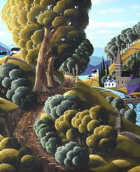 STONE BRIDGE TO THE VILLAGE by George Callaghan at Ross's Online Art Auctions