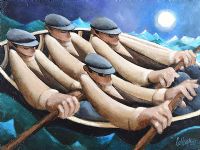 FOUR IN A CURRACH by George Callaghan at Ross's Online Art Auctions