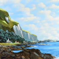 BLUE WATER, ANTRIM COAST by George Callaghan at Ross's Online Art Auctions