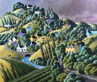 COWS GRAZING BY THE WINDING RIVER by George Callaghan at Ross's Online Art Auctions