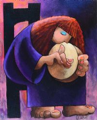 THE BODHRAN PLAYER by George Callaghan at Ross's Online Art Auctions